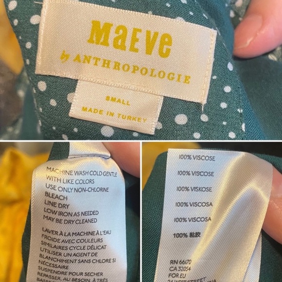 Anthropologie Maeve Esther Spotty Tiered Tunic Dress Green/Blue Boho Size Small - Picture 11 of 11